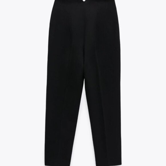ZARA BLACK HIGH WAIST PANTS NEW WITH SEAMED DETAIL SIZE S 1608/532/800 - Picture 7 of 8